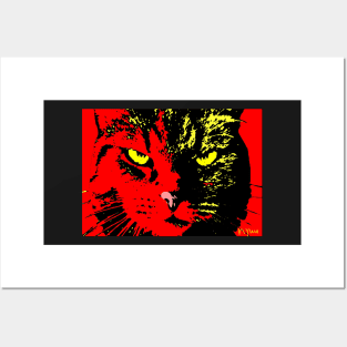 ANGRY CAT POP ART - YELLOW BLACK RED Posters and Art